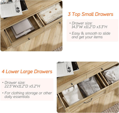 Wampat 3 Piece Bedroom Set with 7 Drawer Dresser for Bedroom - Canva Home
