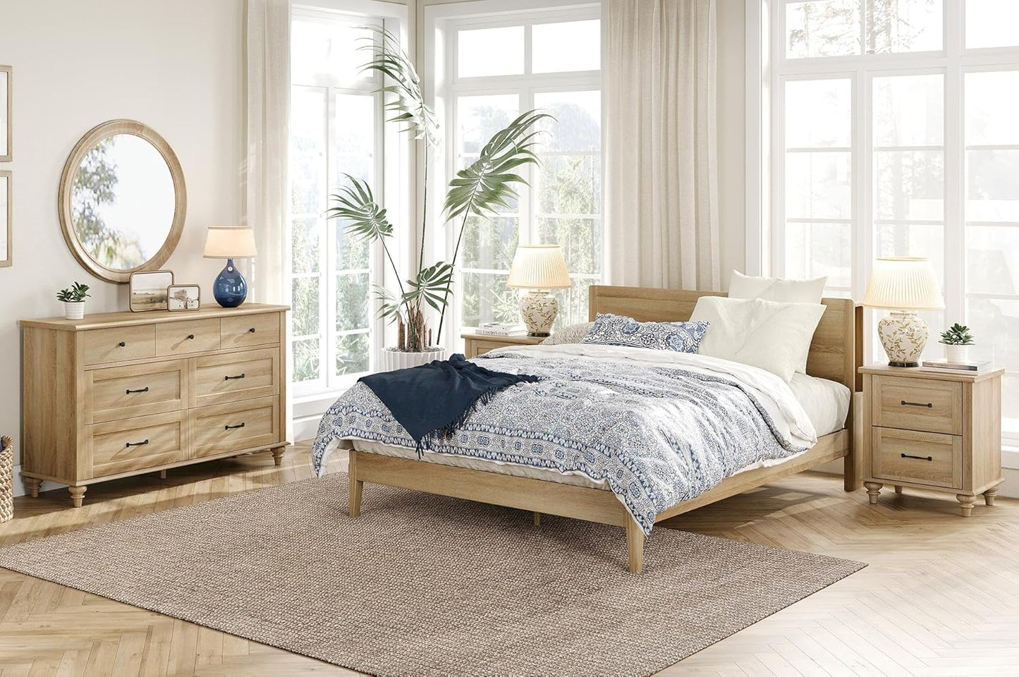 Wampat 3 Piece Bedroom Set with 7 Drawer Dresser for Bedroom - Canva Home