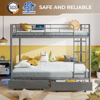 Rolanstar Full Over Full Metal Bunk Bed - Canva Home