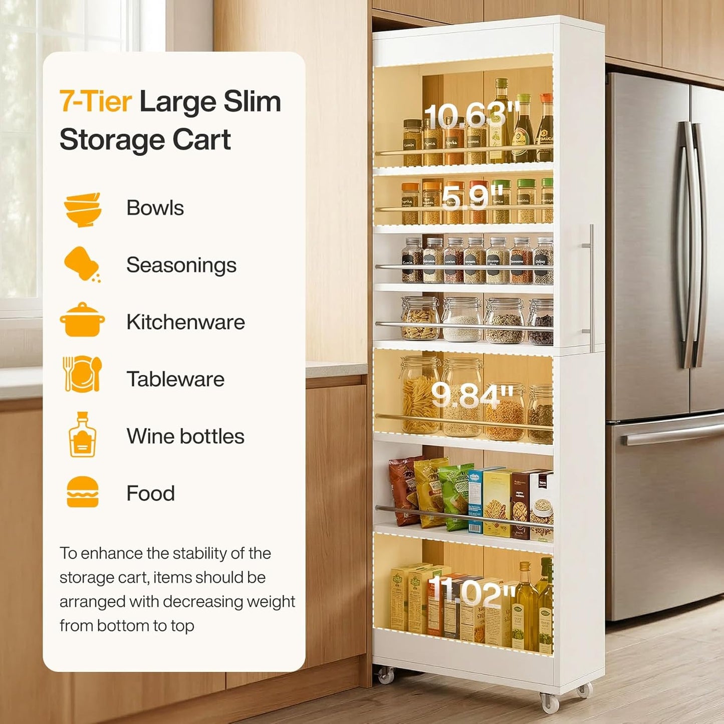 73" Tall Slim Storage Cart on Wheels - Canva Home