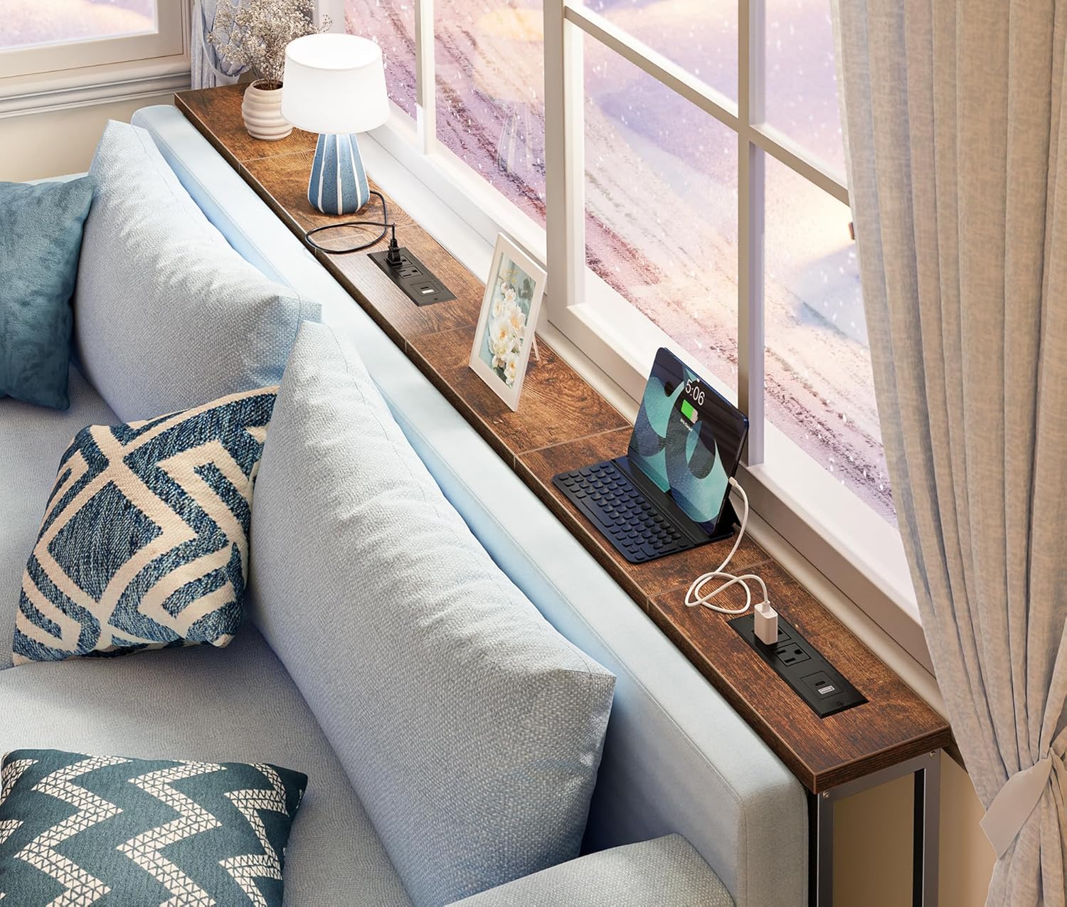78.8 inch Narrow Console Table with Outlet - Canva Home