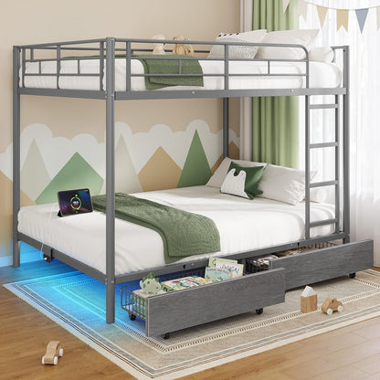 Rolanstar Full Over Full Metal Bunk Bed - Canva Home