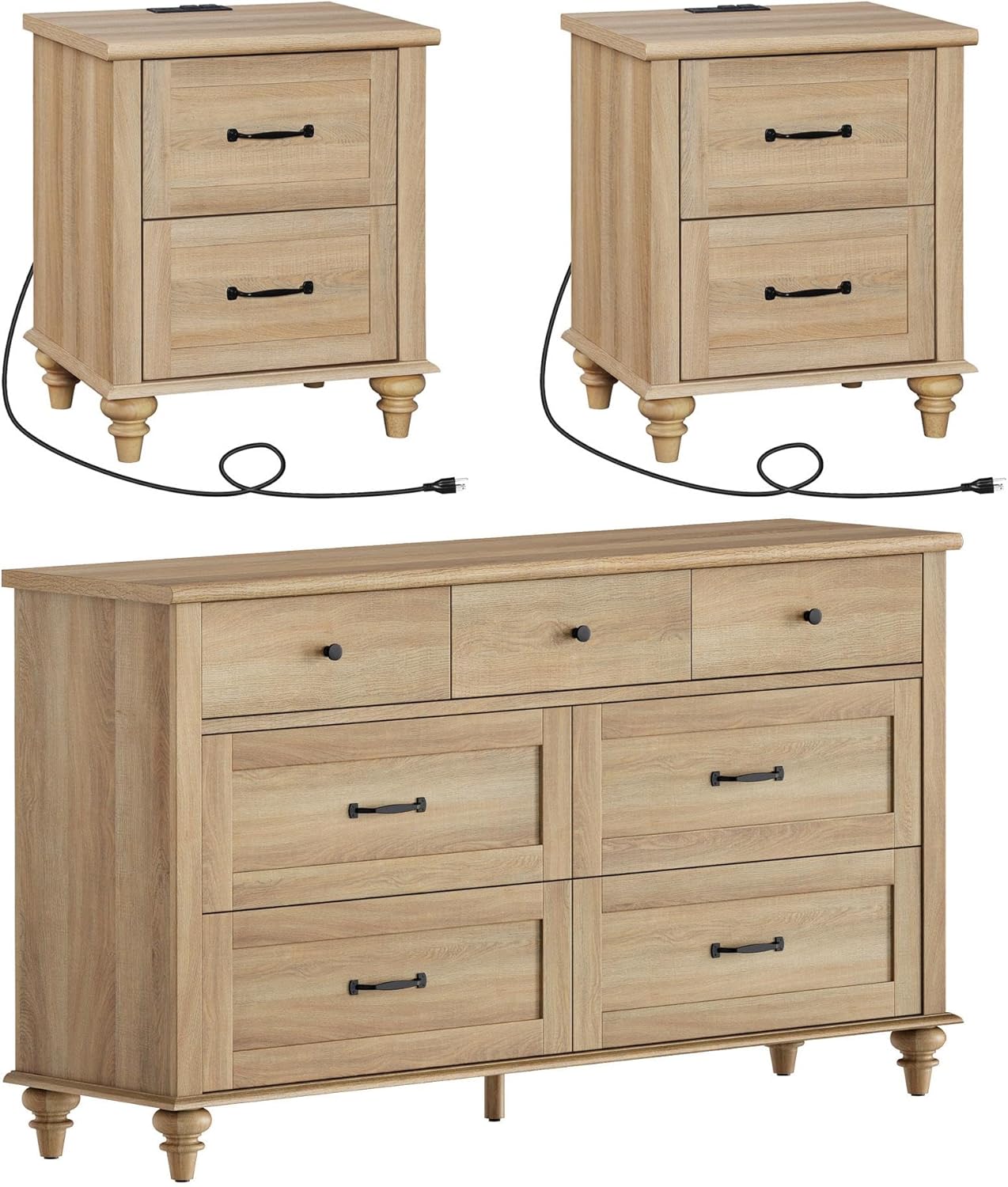 Wampat 3 Piece Bedroom Set with 7 Drawer Dresser for Bedroom - Canva Home