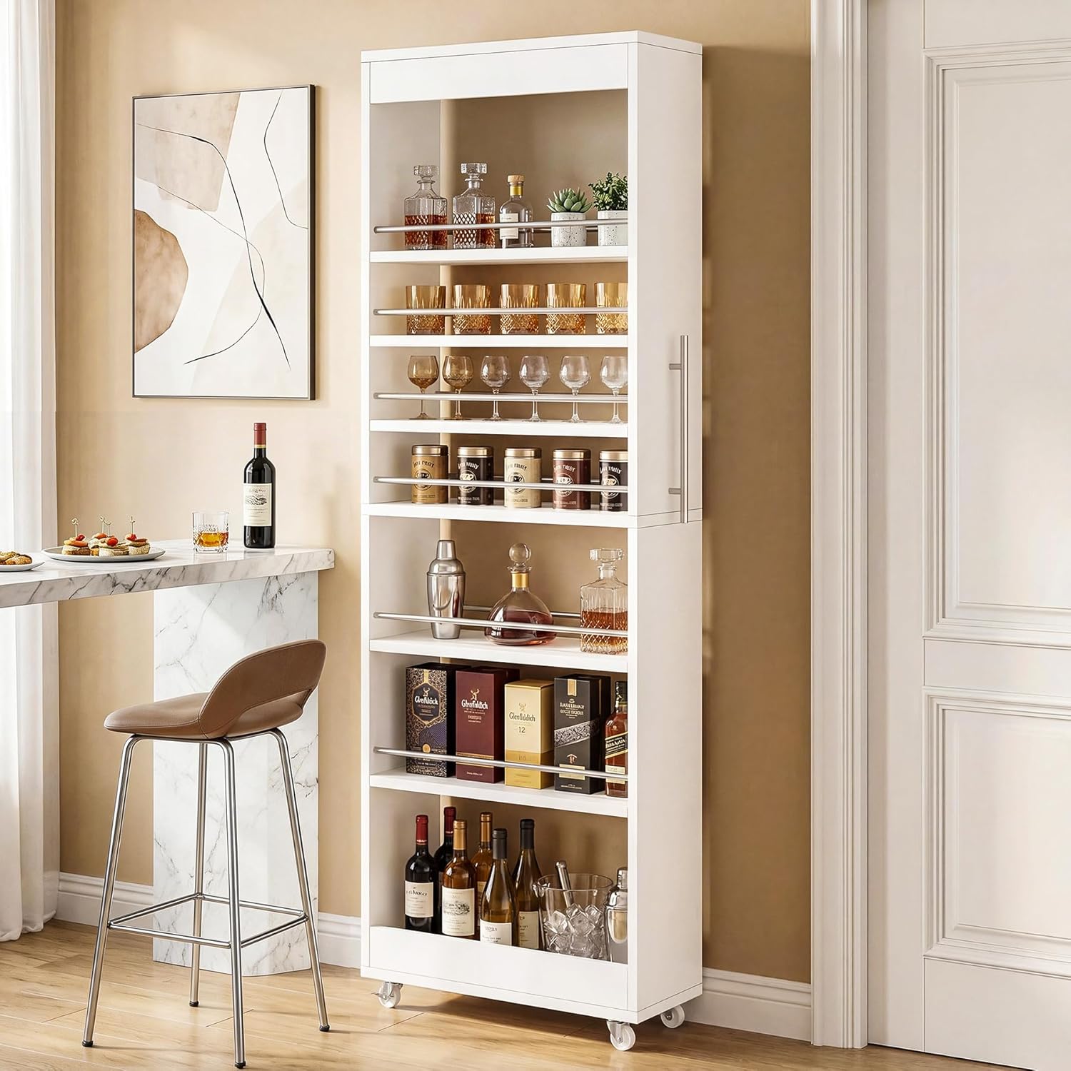 73" Tall Slim Storage Cart on Wheels - Canva Home