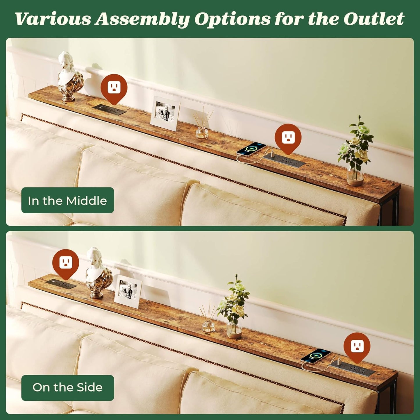 78.8 inch Narrow Console Table with Outlet - Canva Home