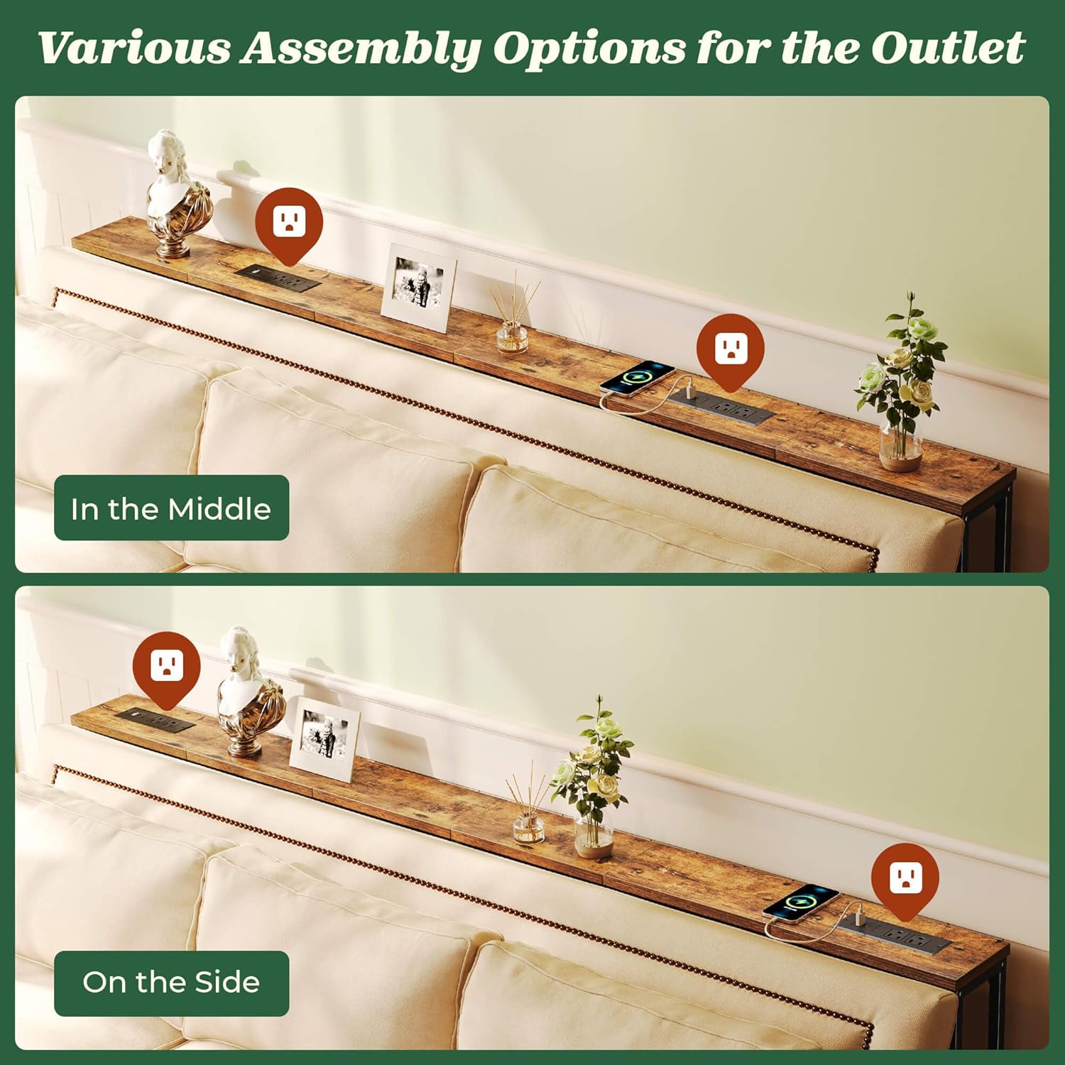 78.8 inch Narrow Console Table with Outlet - Canva Home