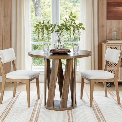 31.5-Inch Farmhouse Wooden Circle Kitchen Table - Canva Home