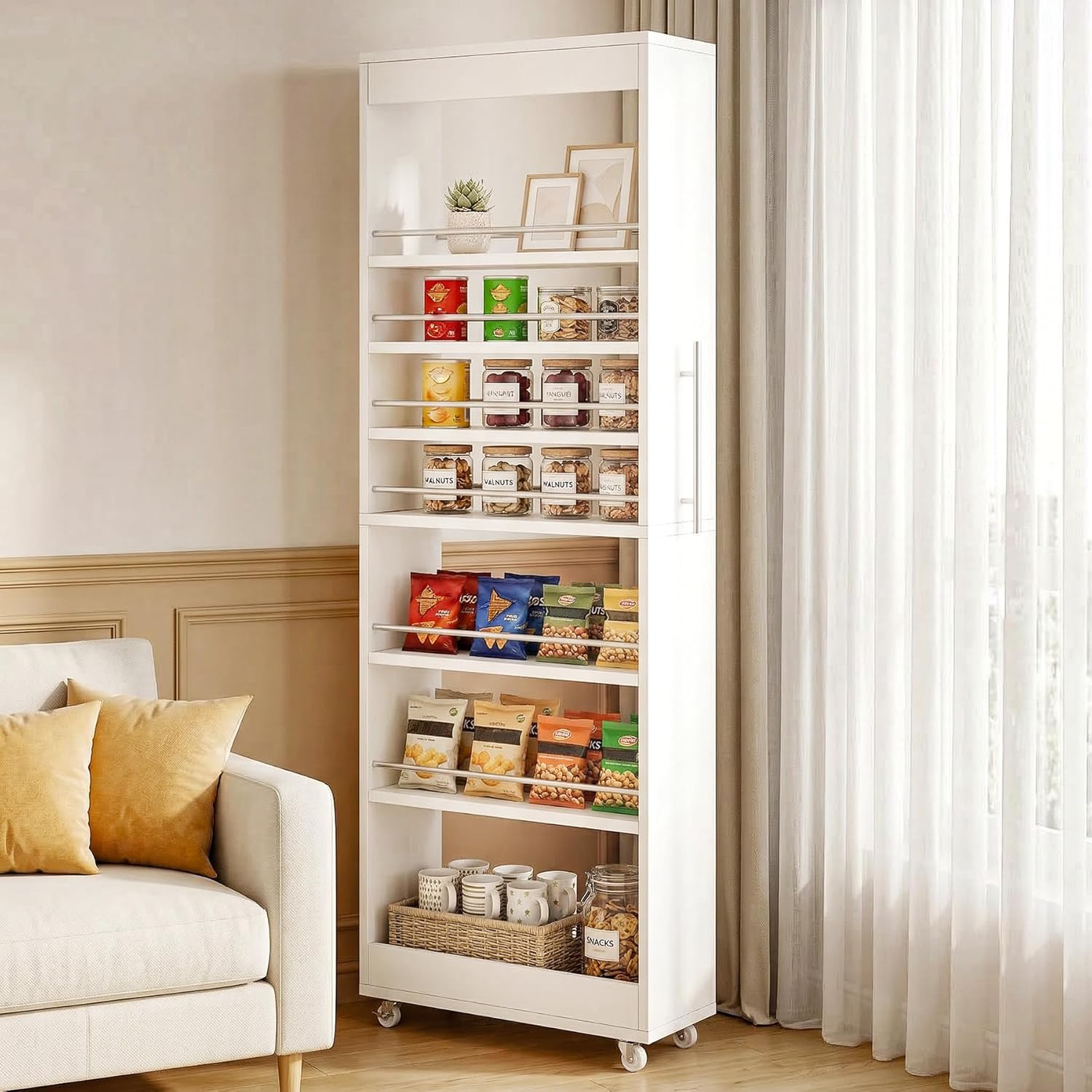 73" Tall Slim Storage Cart on Wheels - Canva Home