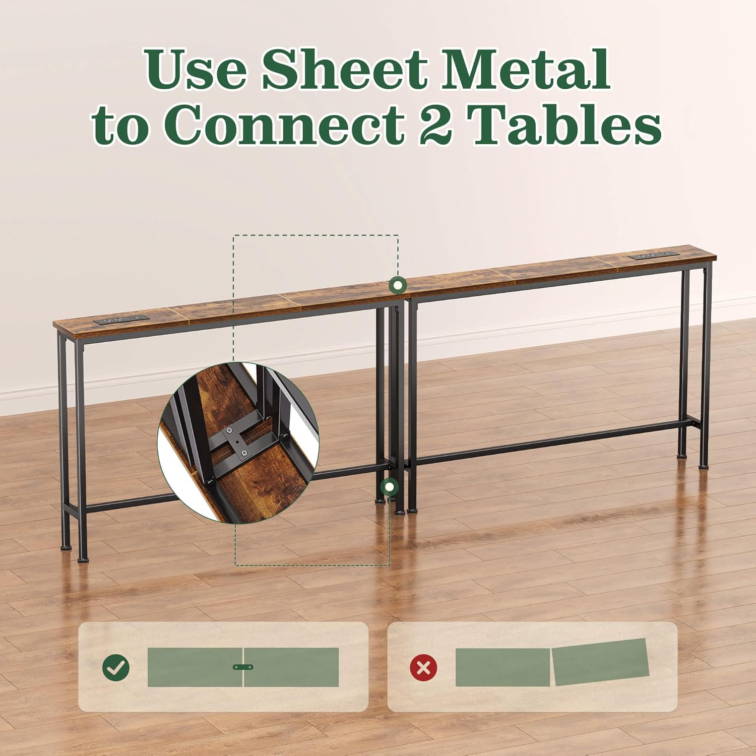 78.8 inch Narrow Console Table with Outlet - Canva Home