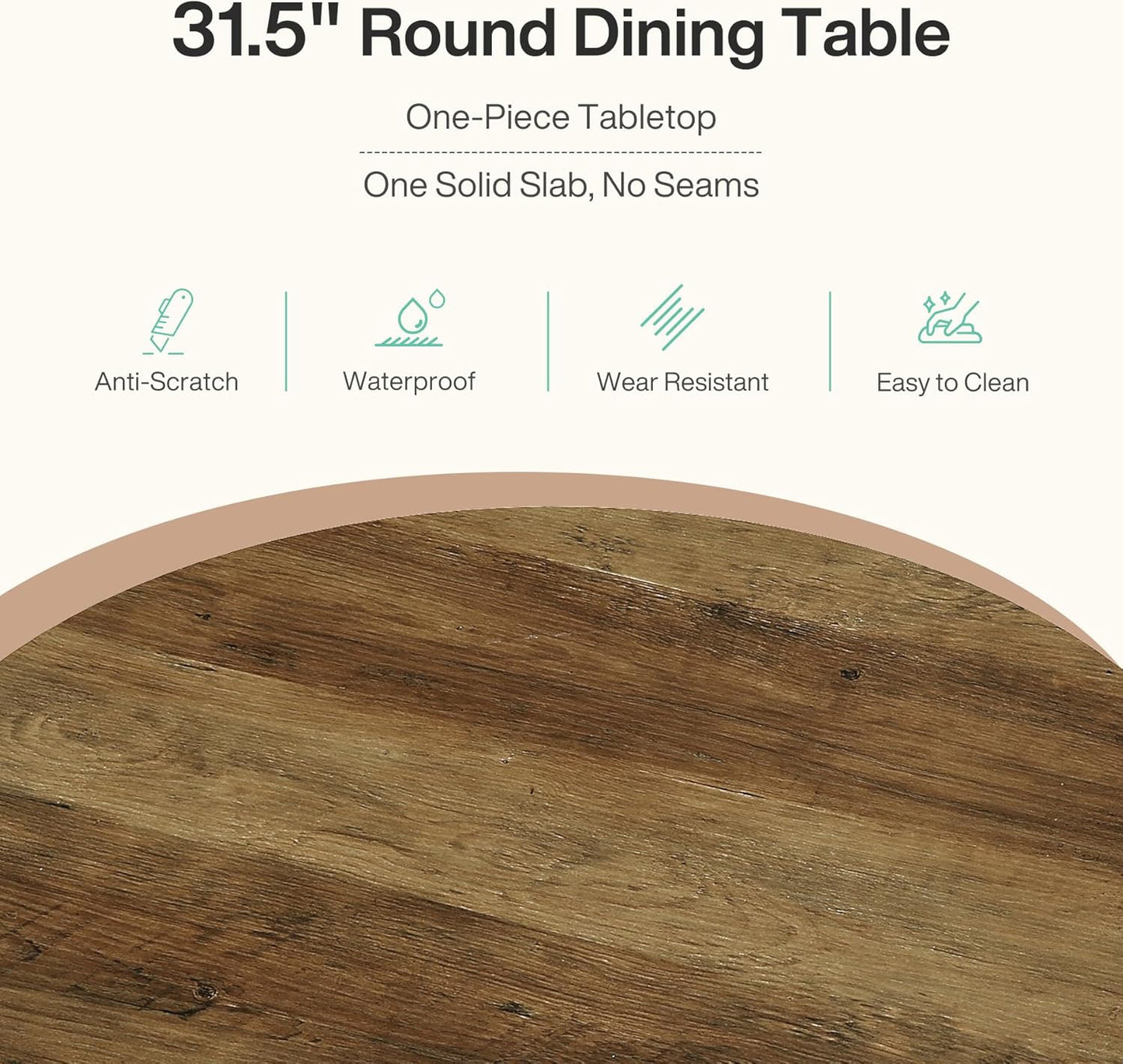 31.5-Inch Farmhouse Wooden Circle Kitchen Table - Canva Home
