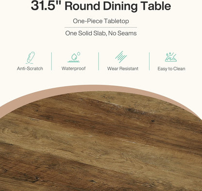 31.5-Inch Farmhouse Wooden Circle Kitchen Table - Canva Home