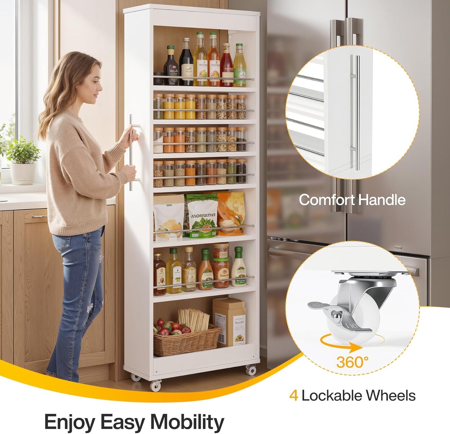 73" Tall Slim Storage Cart on Wheels - Canva Home