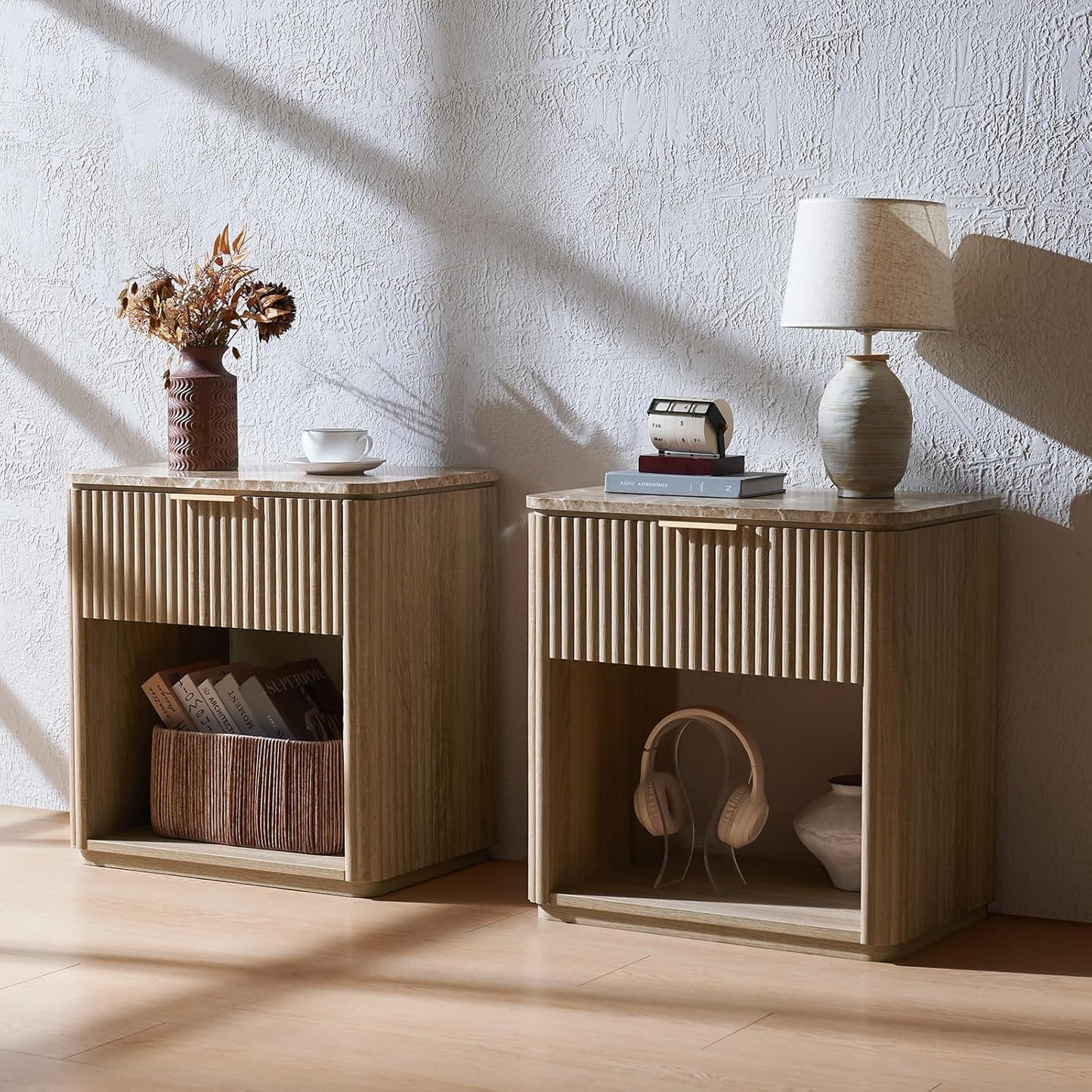 1-Drawer Fluted Nightstand with Drawer