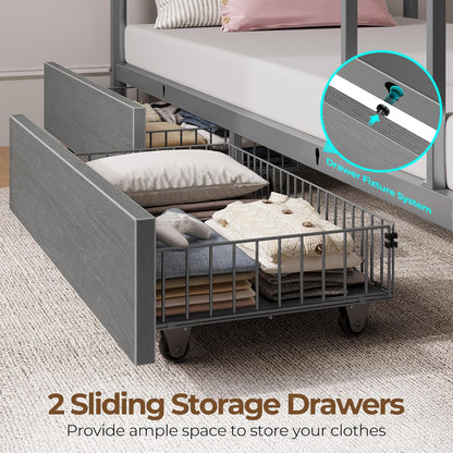 Rolanstar Full Over Full Metal Bunk Bed - Canva Home