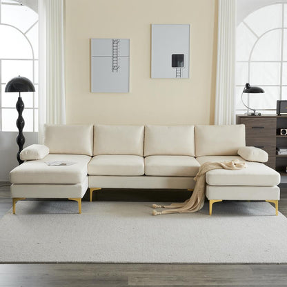 Linen U Shaped Sectional Couch