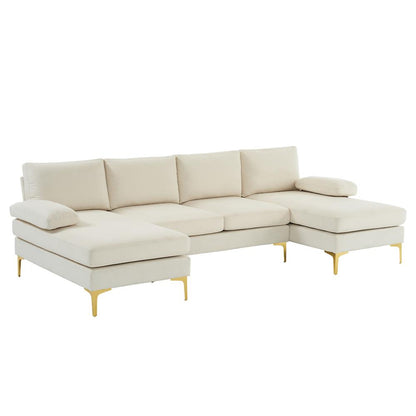 Linen U Shaped Sectional Couch