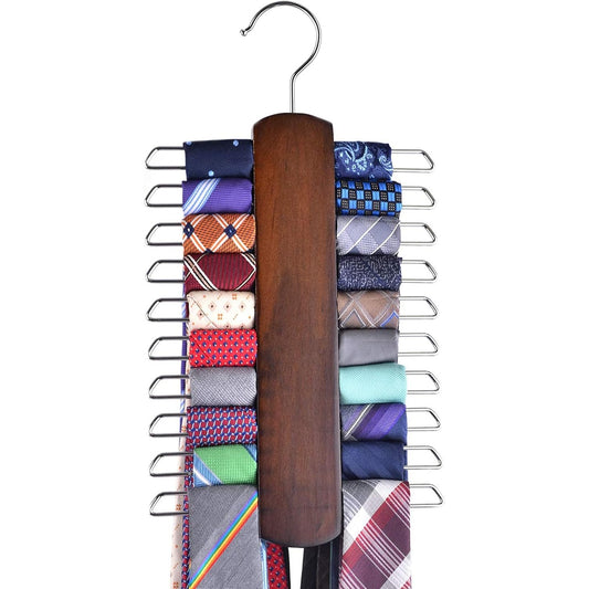 Hazel Walnut Tie and Belt Hanger 20-Hook