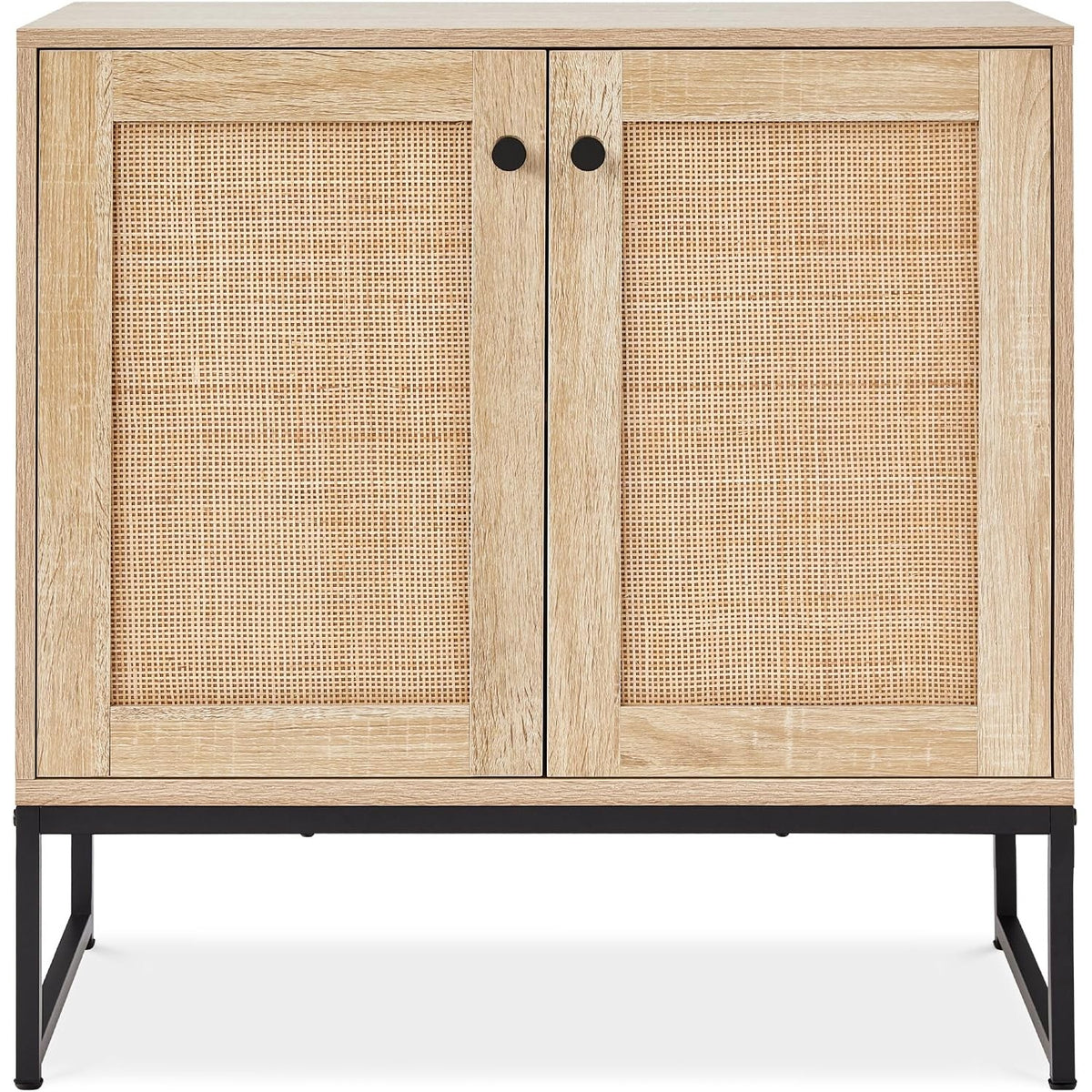 Tamsin 2-Door Rattan Accent Storage Cabinet with Metal Base, Natural
