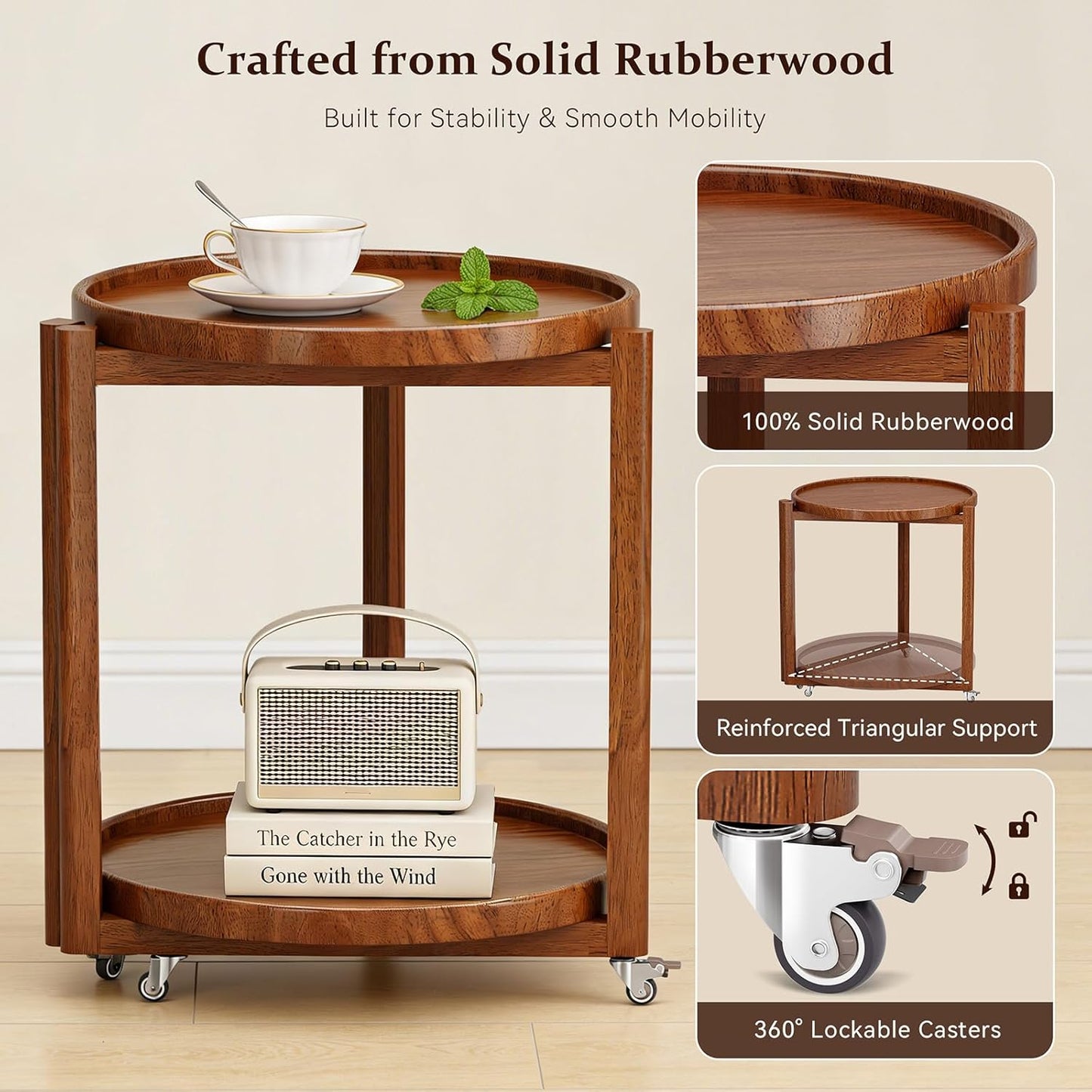 Taitiy Rolling Side Table