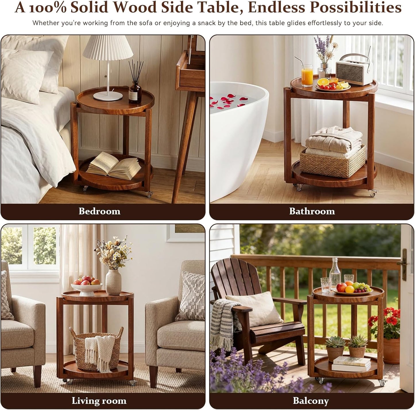 Taitiy Rolling Side Table