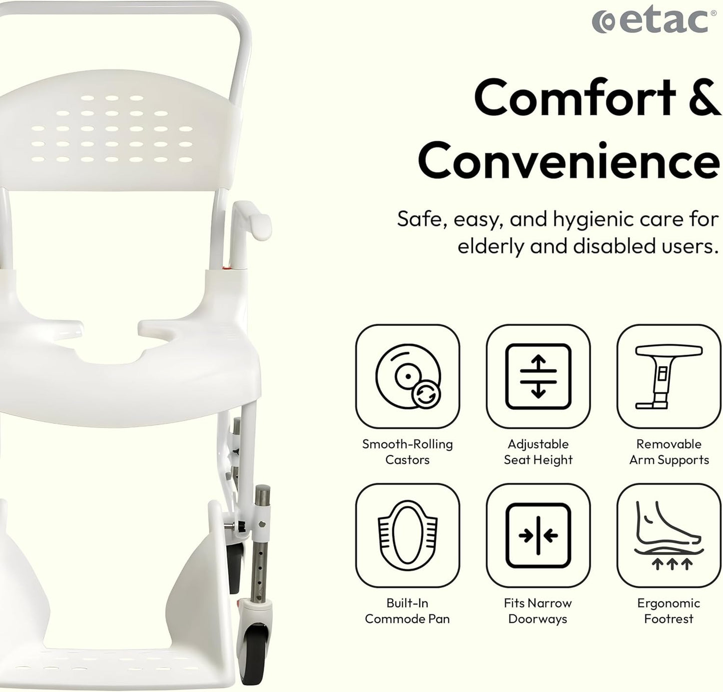 Senior Rolling Shower Commode Chair - Canva Home