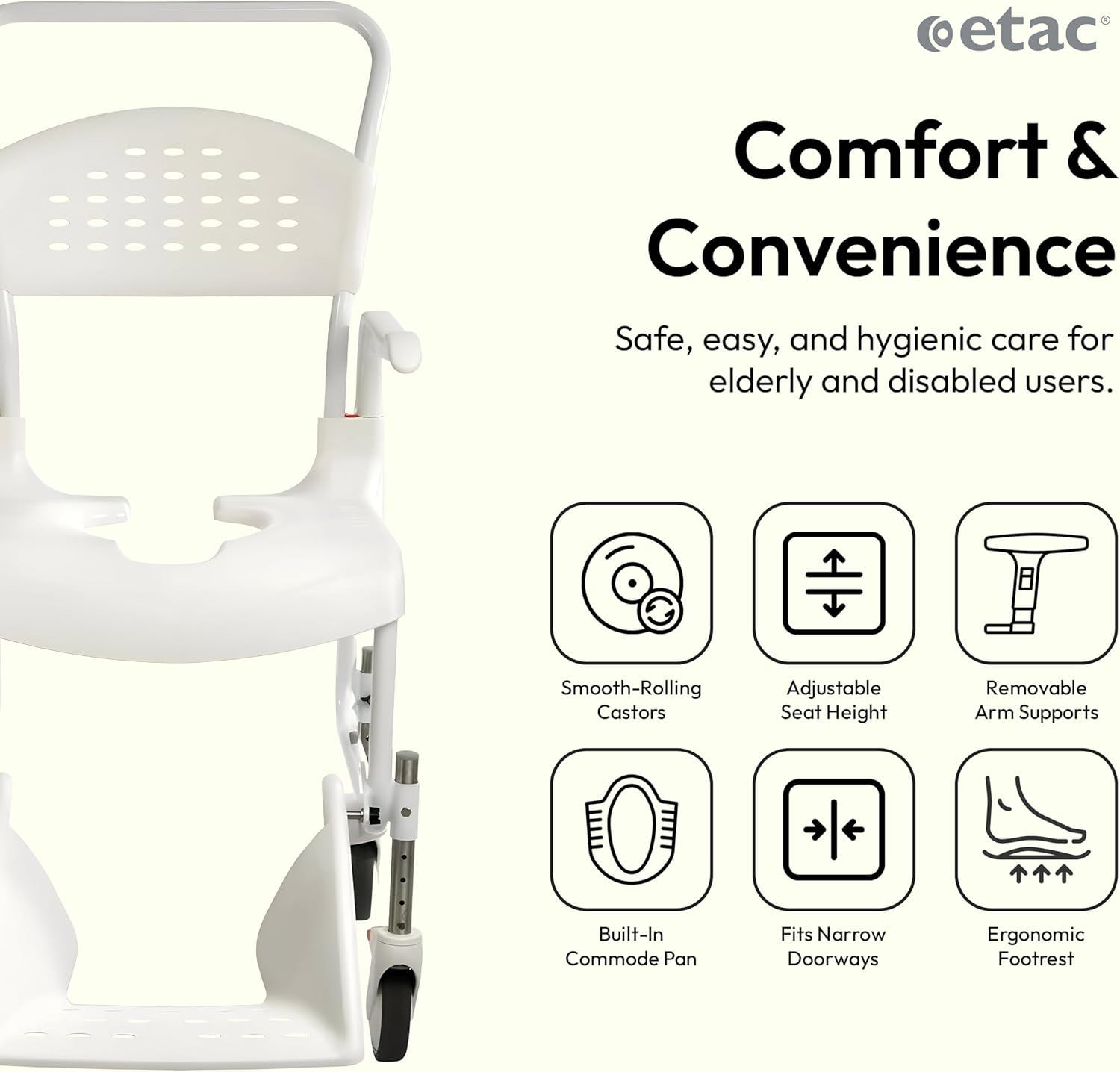 Senior Rolling Shower Commode Chair - Canva Home