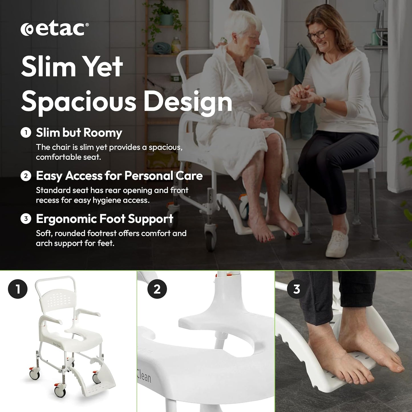 Senior Rolling Shower Commode Chair - Canva Home