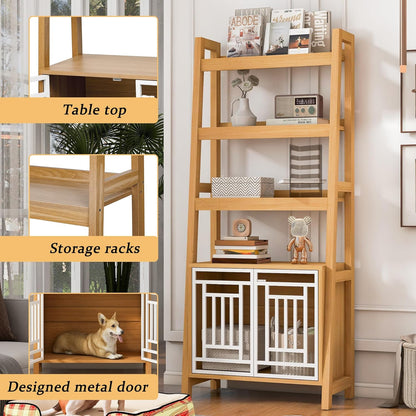 Modern 2 IN 1 Dog Furniture Dog Crate Ladder Bookshelf - Canva Home