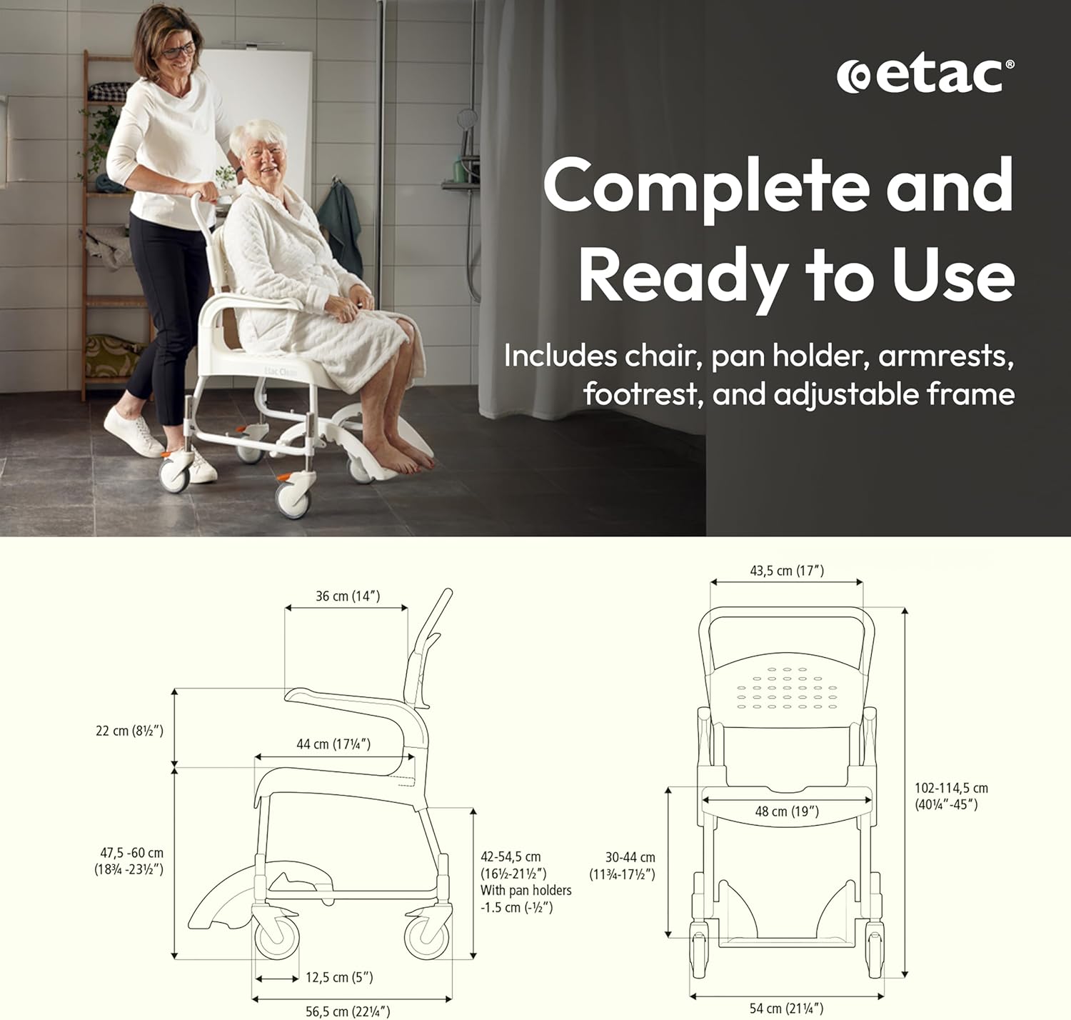 Senior Rolling Shower Commode Chair - Canva Home